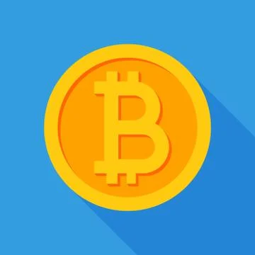 Crypto currency Bitcoin flat vector logo, icon for web, sticker for print. Stock Illustration