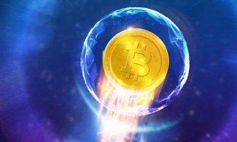 Crypto-currency,  Bitcoin internet virtual money. Currency Technology Busines Stock Illustration
