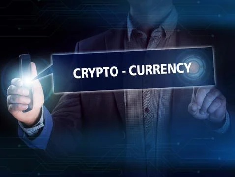 Crypto-currency,  Bitcoin internet virtual money. Currency Technology Busines Stock Photos