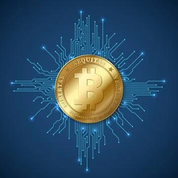 Crypto currency bitcoin. Net banking and bitcoins mining vector concept Stock Illustration