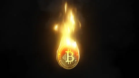 Crypto Currency Burning Indicating a Hot Status - Btc - Bit Coin Stock-Footage 150465692