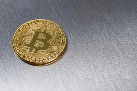 Crypto currency concept - A bitcoin with copy space Photos