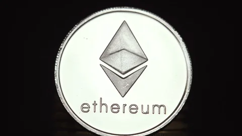 Crypto currency Ethereum. ETH shoot close up. Ethereum on a dark background with Stock-Footage 88857996