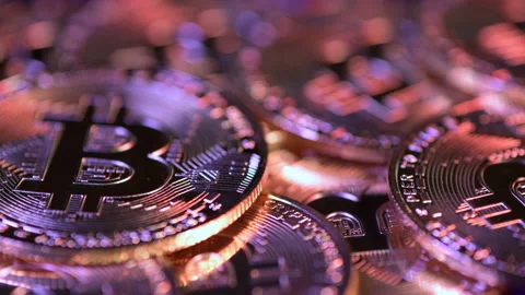 Crypto Currency Gold Bitcoin Rotating. Stock Footage 189787660