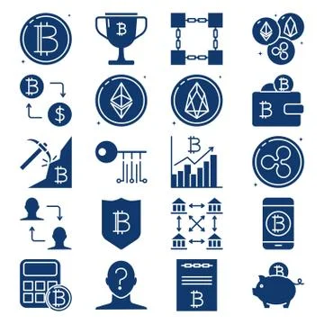 Crypto currency icon collection in flat style Stock Illustration