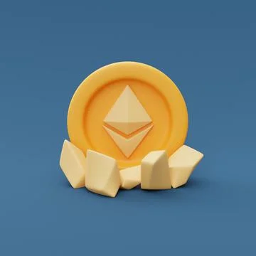 Crypto currency mining concept with ethereum coins, blockchain technology ser Stock Illustration