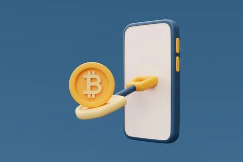 Crypto currency mining concept with ethereum coins and shovel, blockchain tec Stock Illustration