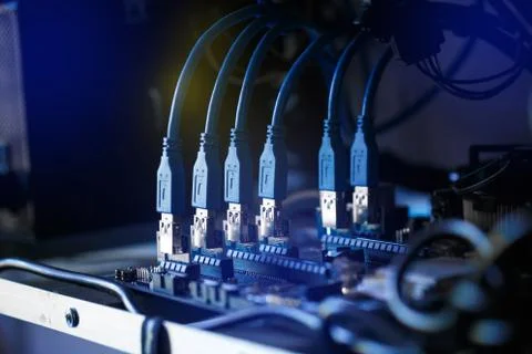 Crypto currency mining Stock Photos