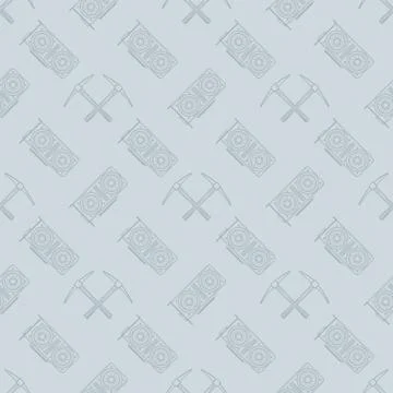 Crypto currency mining seamless pattern. Stock Illustration