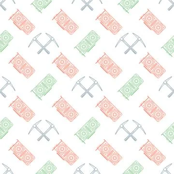 Crypto currency mining seamless pattern. Stock Illustration