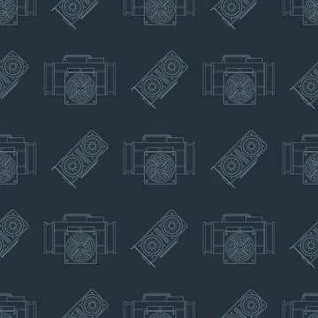 Crypto currency mining seamless pattern. Stock Illustration