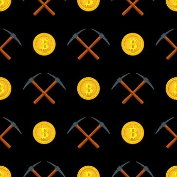 Crypto currency mining seamless pattern. Stock Illustration