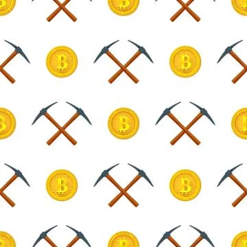 Crypto currency mining seamless pattern. Stock Illustration