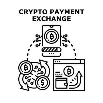 Crypto currency payment exchange system concept Stock Illustration