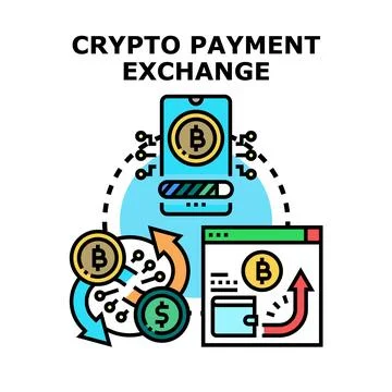 Crypto currency payment exchange system concept Stock Illustration