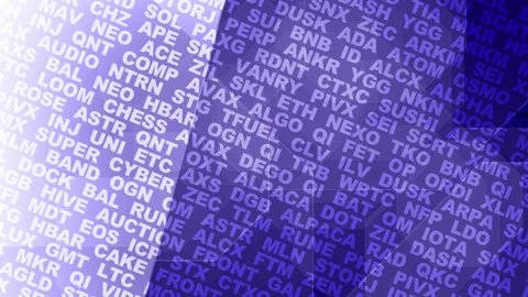 Crypto currency symbols background evolution of crypto coins in finance and rise Stock Footage 260210412