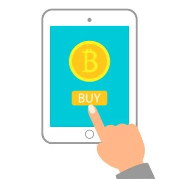 Crypto Currency Technology Bitcoin Exchange Concept Hand Holding Digital Tablet Ilustração Stock