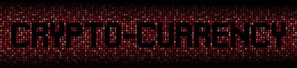 Crypto Currency text on hex code illustration Stock-Illustration