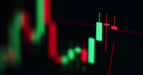 Crypto currency. Trading on the crypto exchange. Candles Bitcoin currency Stock Footage 176841926