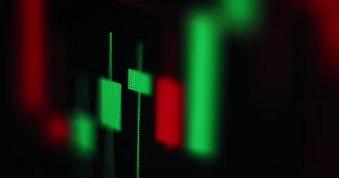 Crypto currency. Trading on the crypto exchange. Candles Bitcoin currency Stock Footage 217935310