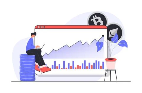 Crypto Currency Trading Plan Concept Illustration Stock Illustration