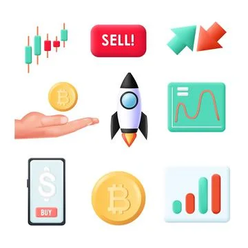 Crypto currency vector icon bitcoin exchange set Ilustração Stock
