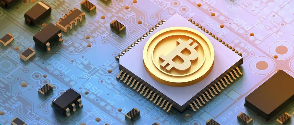 Crypto currency, virtual electronic, Bitcoin currency and blockchain Trade Illustrazione stock