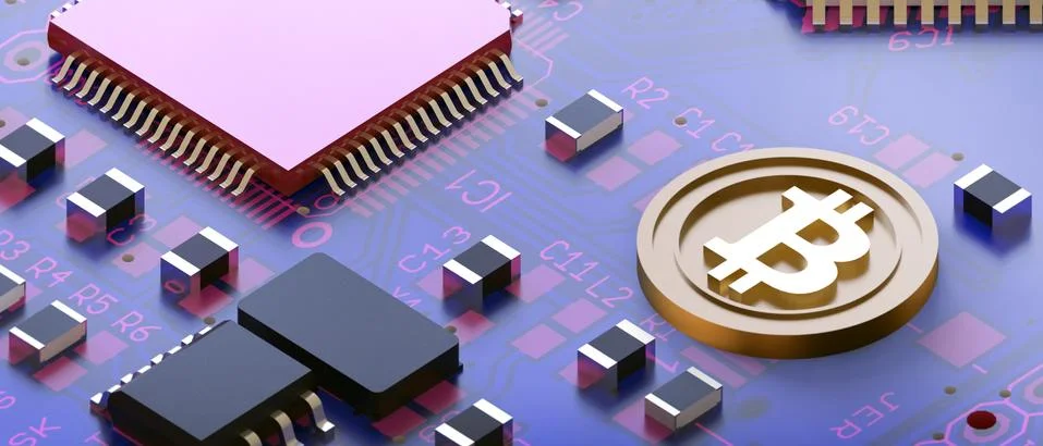 Crypto currency, virtual electronic, internet money. Bitcoin and blockchain Stock Illustration