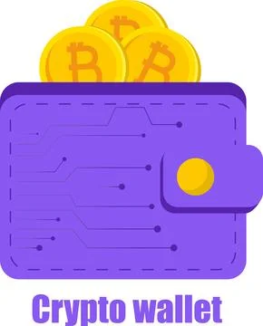 Crypto currency wallet, flat vector illustration. Digital wallet with Bitcoin Stock Illustration