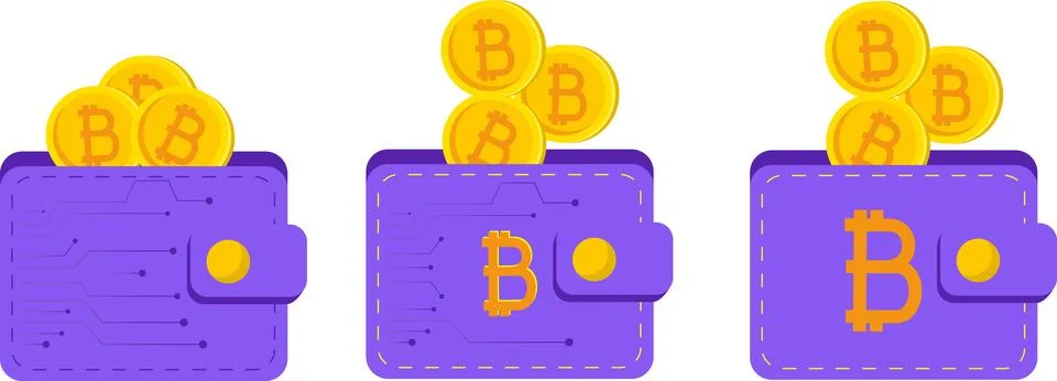 Crypto currency wallet, flat vector illustration. Blockchain, crypto coins Stock Illustration