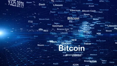 Crypto currency word names cloud Stock Footage 132015326