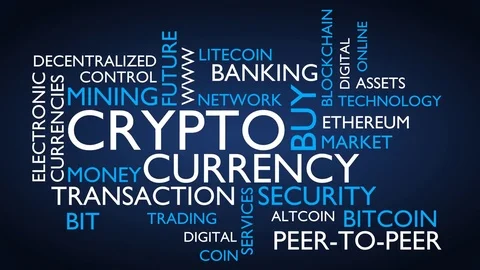 Crypto currency word tag cloud. Loop able, blue variant Stock Footage 80721526