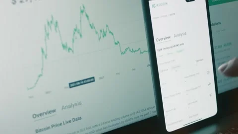 Crypto data on computer and mobile phone screen. Cryptocurrency concept. Market Stock Footage 250099717