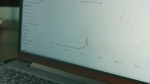 Crypto data on a computer screen. Cryptocurrency concept. Bitcoin price since Stock Footage 250081998