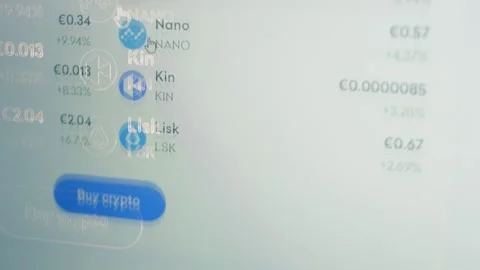 Crypto data on a computer screen. Cryptocurrency concept. Market pricing. Buying Stock Footage 250089141