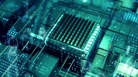 Crypto data mining on blockchain technology. CPU processor on cryptography video Stock Footage 153520792