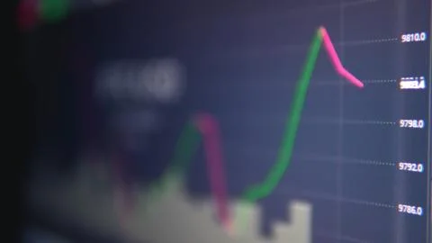 Crypto decreasing line Stockfoto's