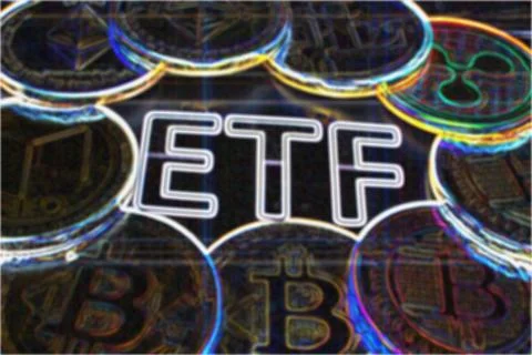 A crypto ETF - the next step towards a decentrailzed future for our money - Stock Photos