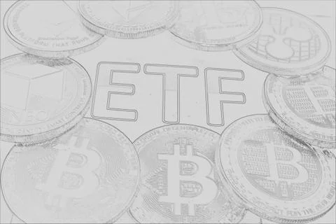 A crypto ETF - the next step towards a decentrailzed future for our money - Stock Photos