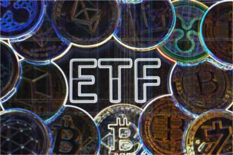 A crypto ETF - the next step towards a decentrailzed future for our money - Stock Photos