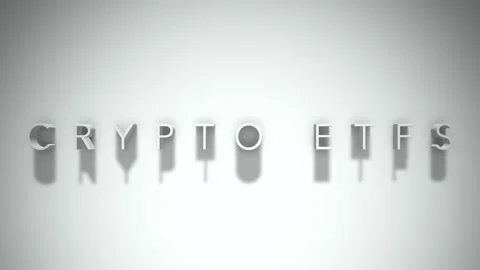 Crypto etfs 3D title animation with shadows on a white background Stock Footage 296920532