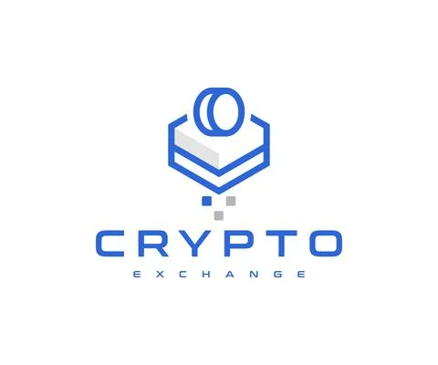 Crypto exchange, currency mining logo. Virtual currency, exchange finance Stock Illustration