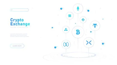 Crypto exchange white poster vector Stock Illustration