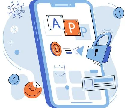 Crypto exchanges, decentralised finance. Blockchain technology using smartpho Stock Illustration