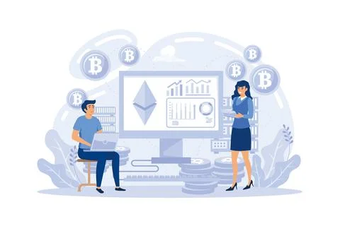 Crypto exchanges, decentralized finance, hardware cold wallet metaphor set. D Stock Illustration