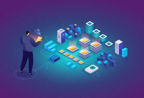 Crypto farming workstation Stock Illustration