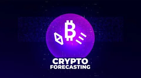 Crypto Forecasting Concept with Glowing Purple Crystal Ball, Bitcoin Symbol and Stock Illustration