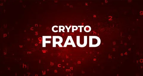 Crypto fraud text on red digital background with scattered letters and numbers 스톡 일러스트