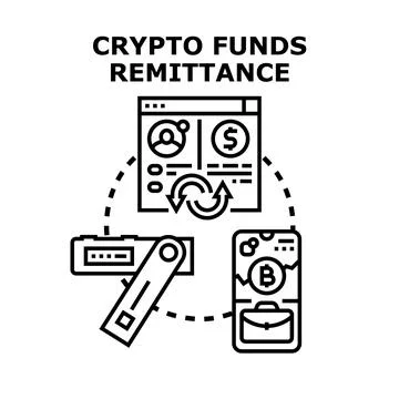 Crypto funds remittance transaction concept vector icon Stock Illustration