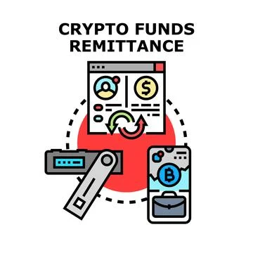 Crypto funds remittance transaction concept vector icon Stock Illustration